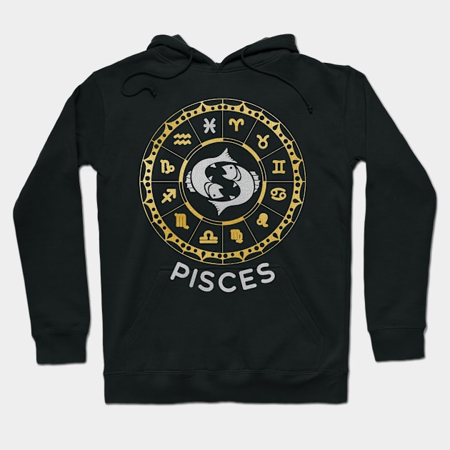 Pisces Zodiac Circle Hoodie by Whimsical Frank